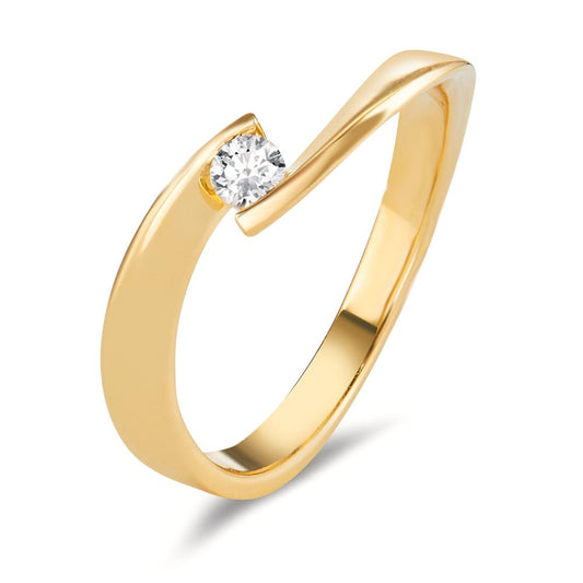 Ring 750/18 krt geel goud Diamant 0.13 ct, w-si