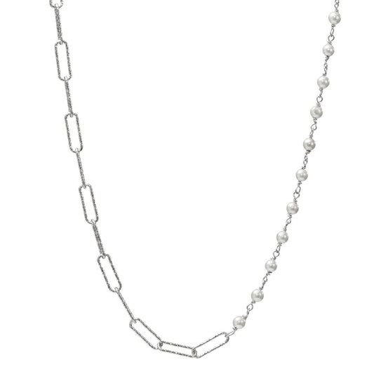 Collier Zilver Gerhodineerd Mossel Parel 40-45 cm