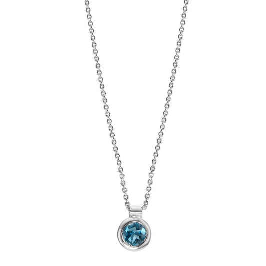 Collier 750/18K witgoud Londen blauw Topaas 40-42 cm