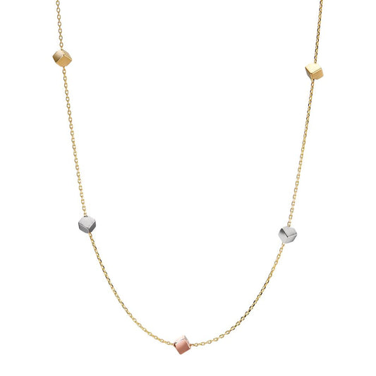 Collier 585/14K geel goud, 585/14K witgoud, 585/14K rood goud Tri-color 45 cm Ø3 mm