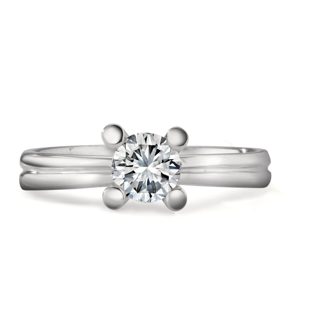 Solitaire ring 750/18K witgoud Moissaniet 5 mm