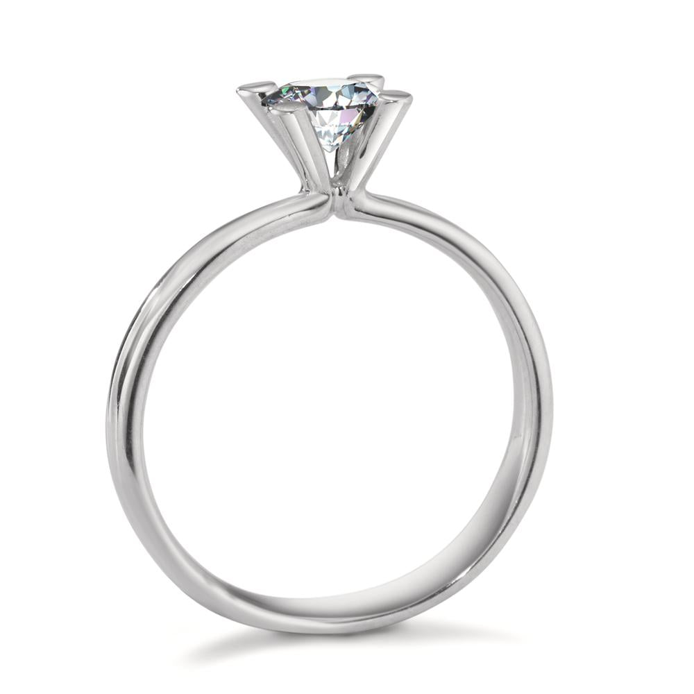 Solitaire ring 750/18K witgoud Moissaniet 5 mm