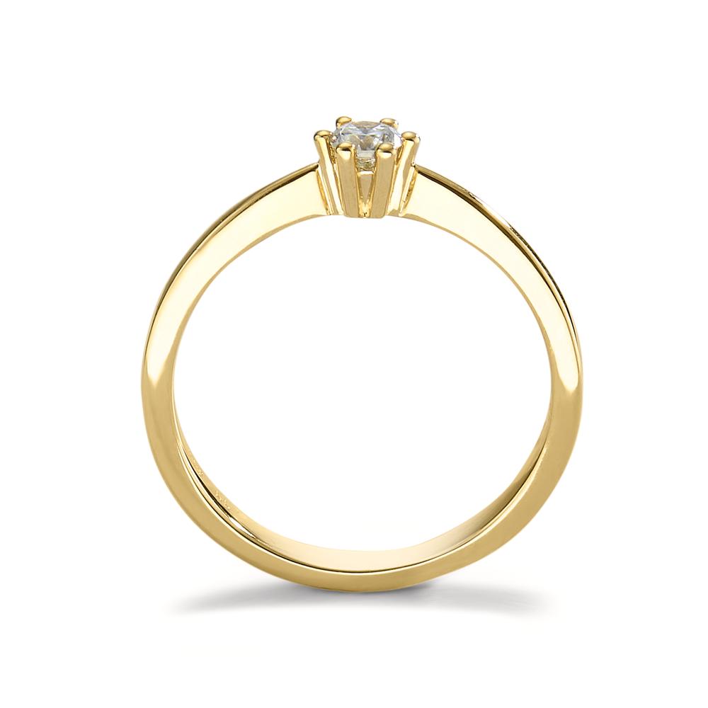 Solitaire ring 750/18 krt geel goud Diamant 0.15 ct, w-si