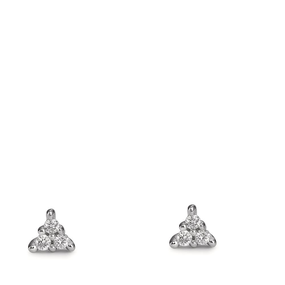 Oorknoppen 750/18K witgoud Diamant 0.05 ct, 6 Steen, w-pi1 Ø3.5 mm