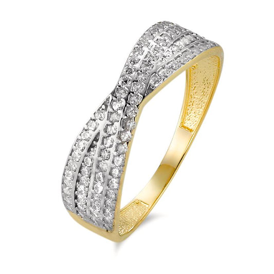 Ring 375/9 krt geel goud Zirkonia Bi-color