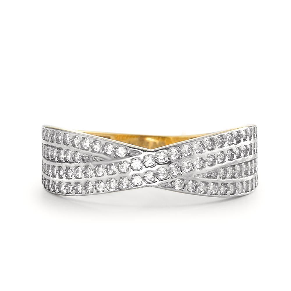 Ring 375/9 krt geel goud Zirkonia Bi-color