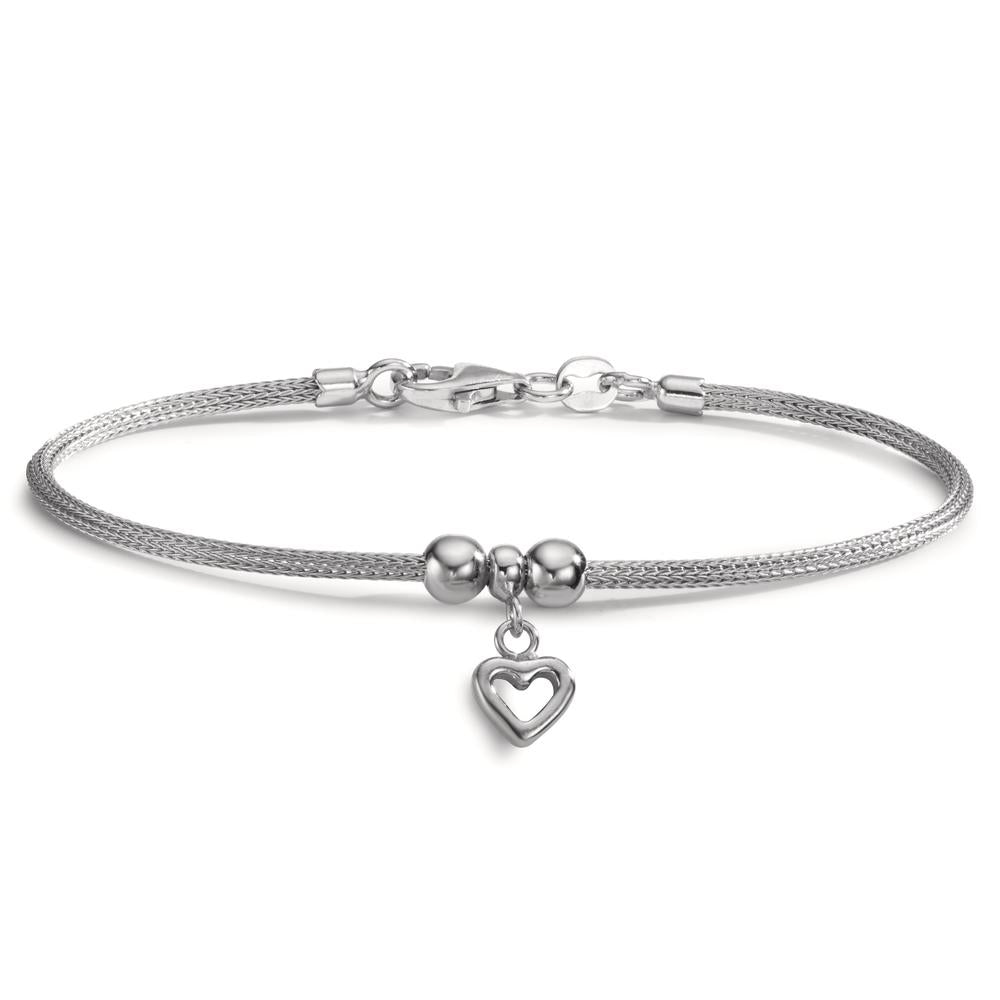 Armband Zilver Gerhodineerd Hart 18.5 cm