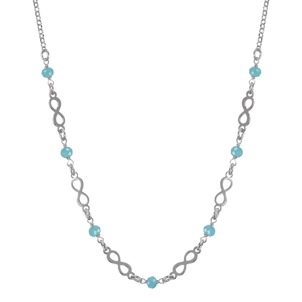 Collier Zilver Kristal aquatisch, 7 Steen Gerhodineerd Oneindigheid 42-45 cm