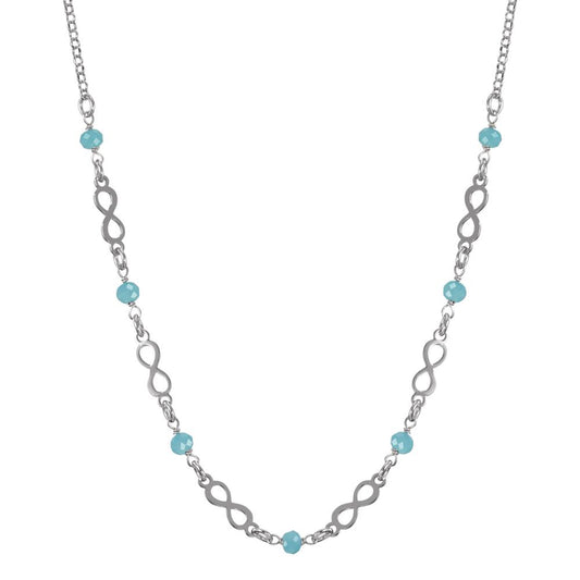 Collier Zilver Kristal aquatisch, 7 Steen Gerhodineerd Oneindigheid 42-45 cm