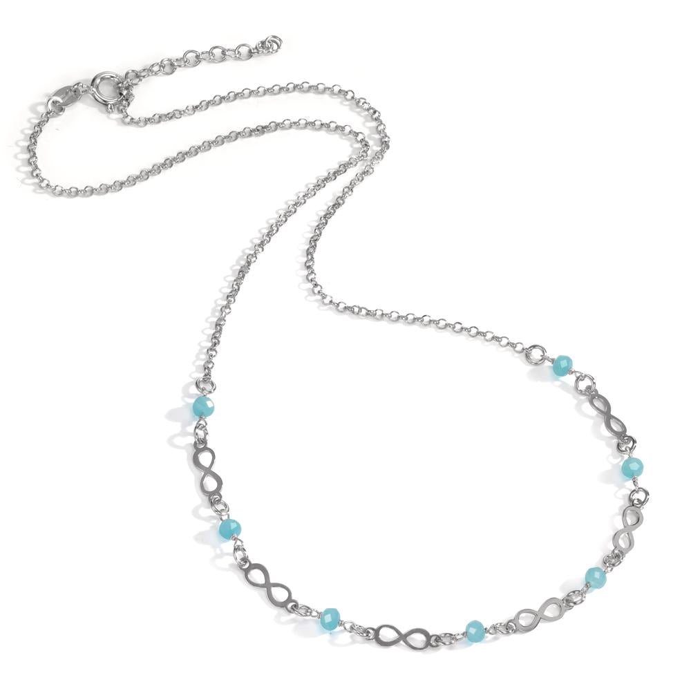 Collier Zilver Kristal aquatisch, 7 Steen Gerhodineerd Oneindigheid 42-45 cm