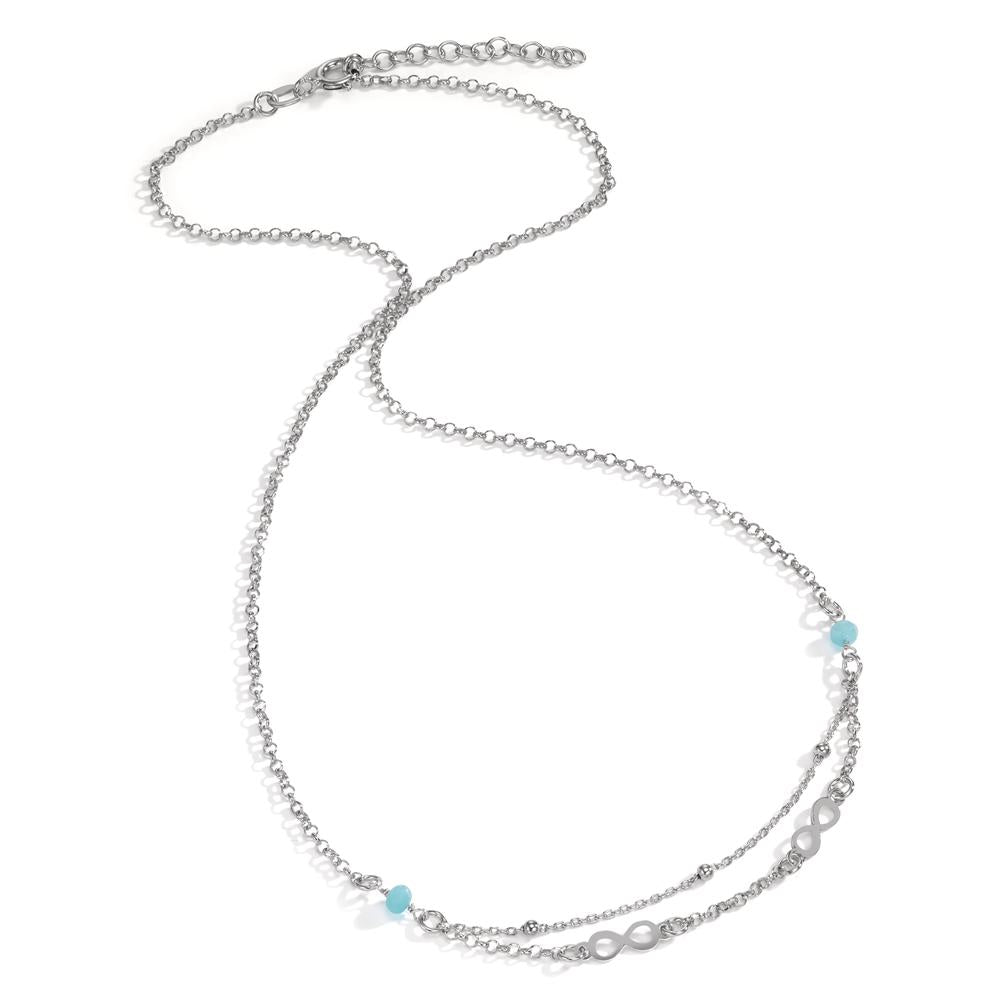 Collier Zilver Kristal aquatisch, 2 Steen Gerhodineerd Oneindigheid 38-41 cm