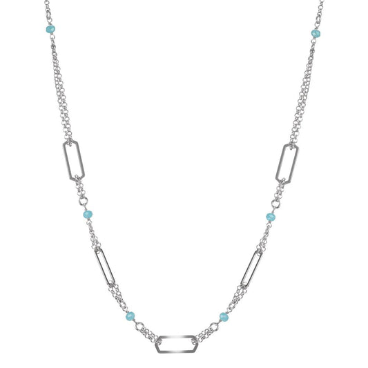 Collier Zilver Kristal aquatisch, 6 Steen Gerhodineerd 42-45 cm