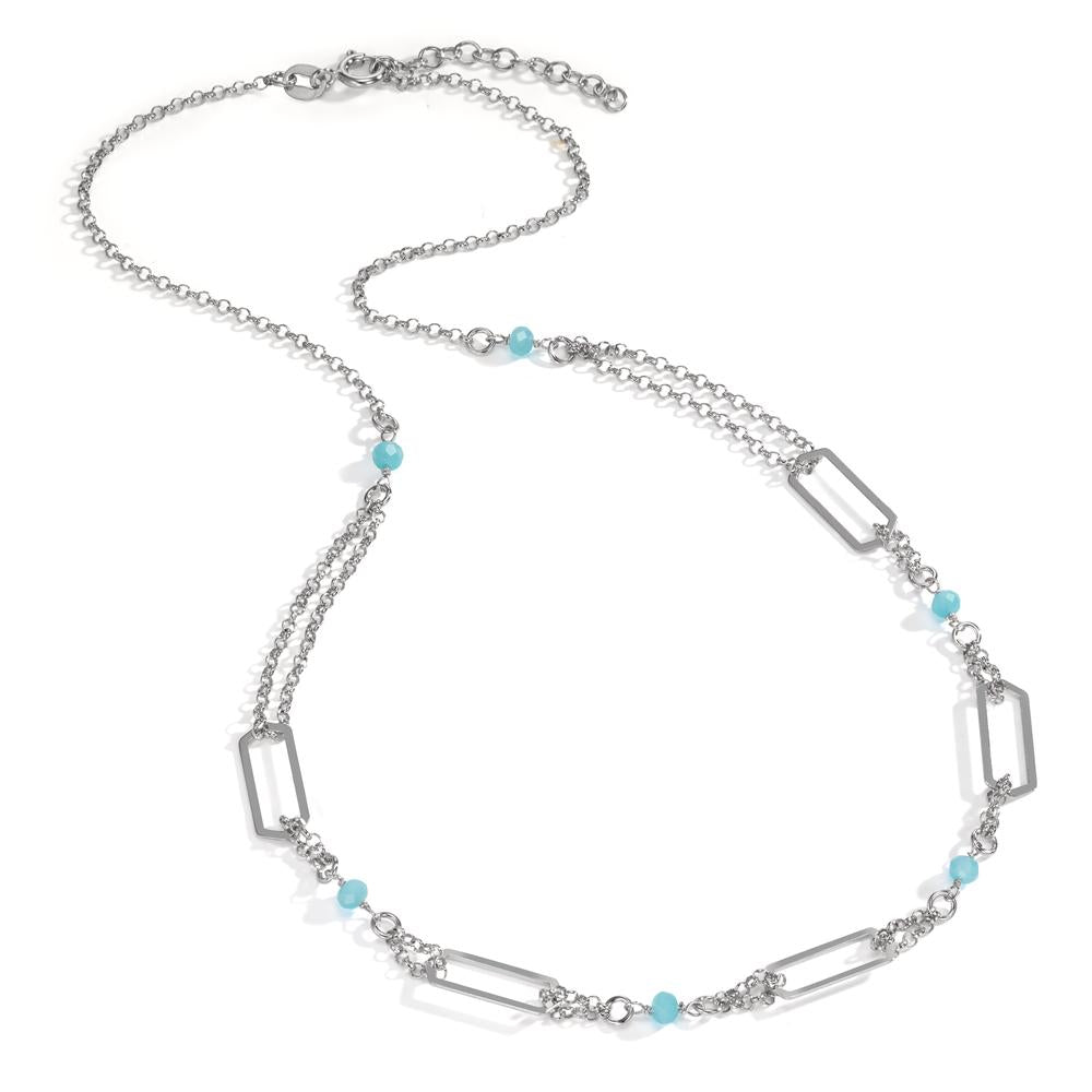 Collier Zilver Kristal aquatisch, 6 Steen Gerhodineerd 42-45 cm