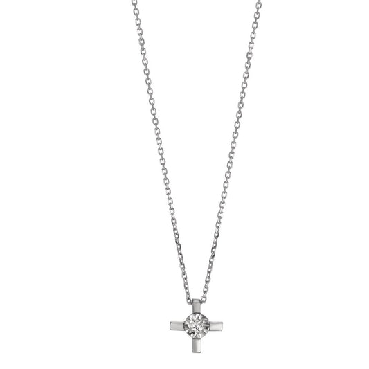 Collier 750/18K witgoud Diamant 0.015 ct, w-si Kruis 40-42 cm