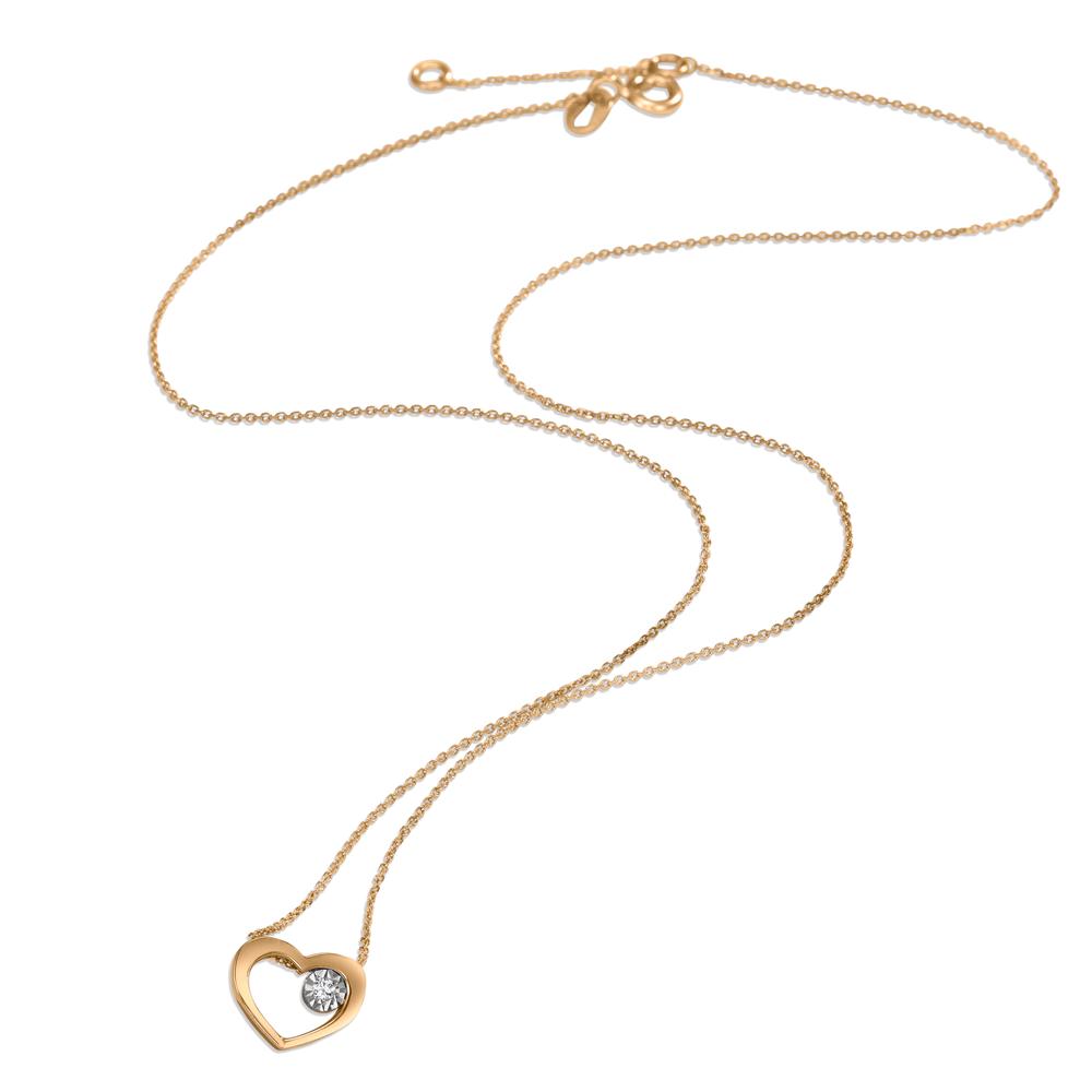 Collier 750/18K geel goud Diamant 0.015 ct, w-si Hart 40-42 cm Ø9 mm