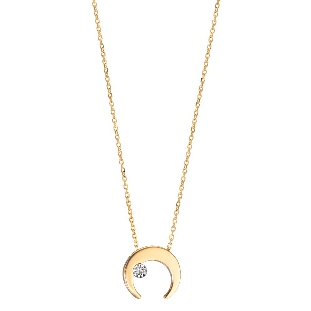 Collier 750/18K geel goud Diamant 0.005 ct, w-si Maan 40-42 cm Ø8.5 mm