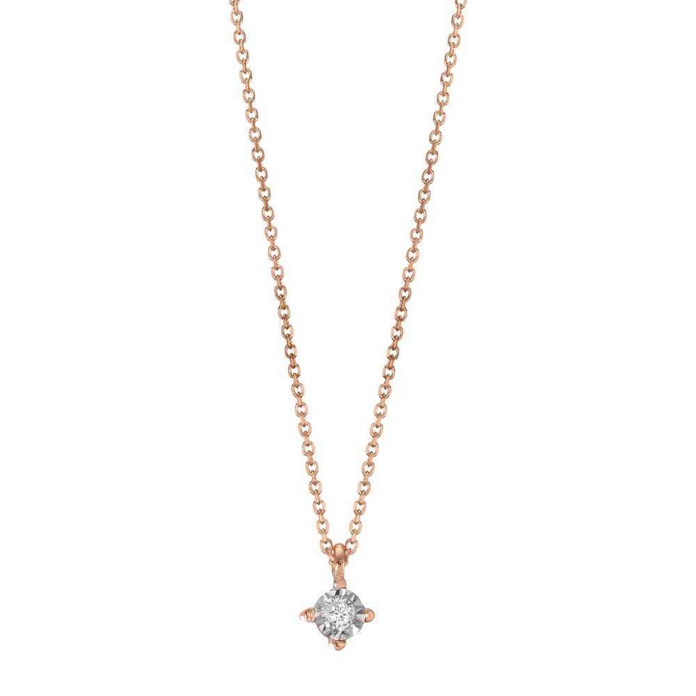 Collier 750/18K rood goud Diamant 0.02 ct, w-si 40-42 cm Ø2.8 mm