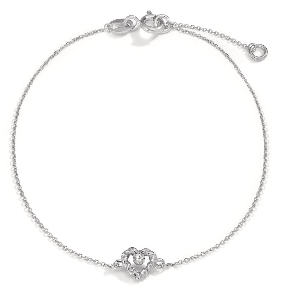 Armband 750/18K witgoud Diamant 0.005 ct, w-si Hart 15.5-17.5 cm Ø5.5 mm