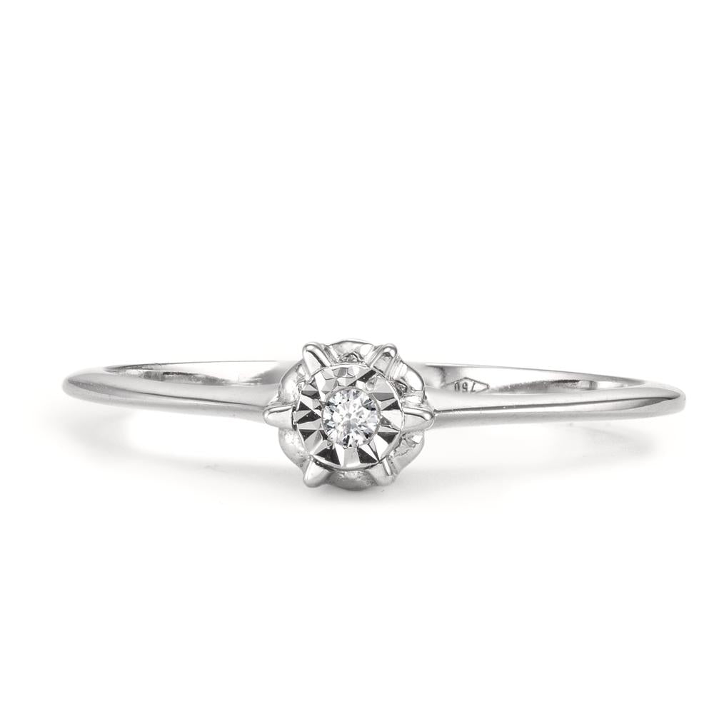 Solitaire ring 750/18K krt witgoud Diamant 0.015 ct, w-si Ø4.5 mm