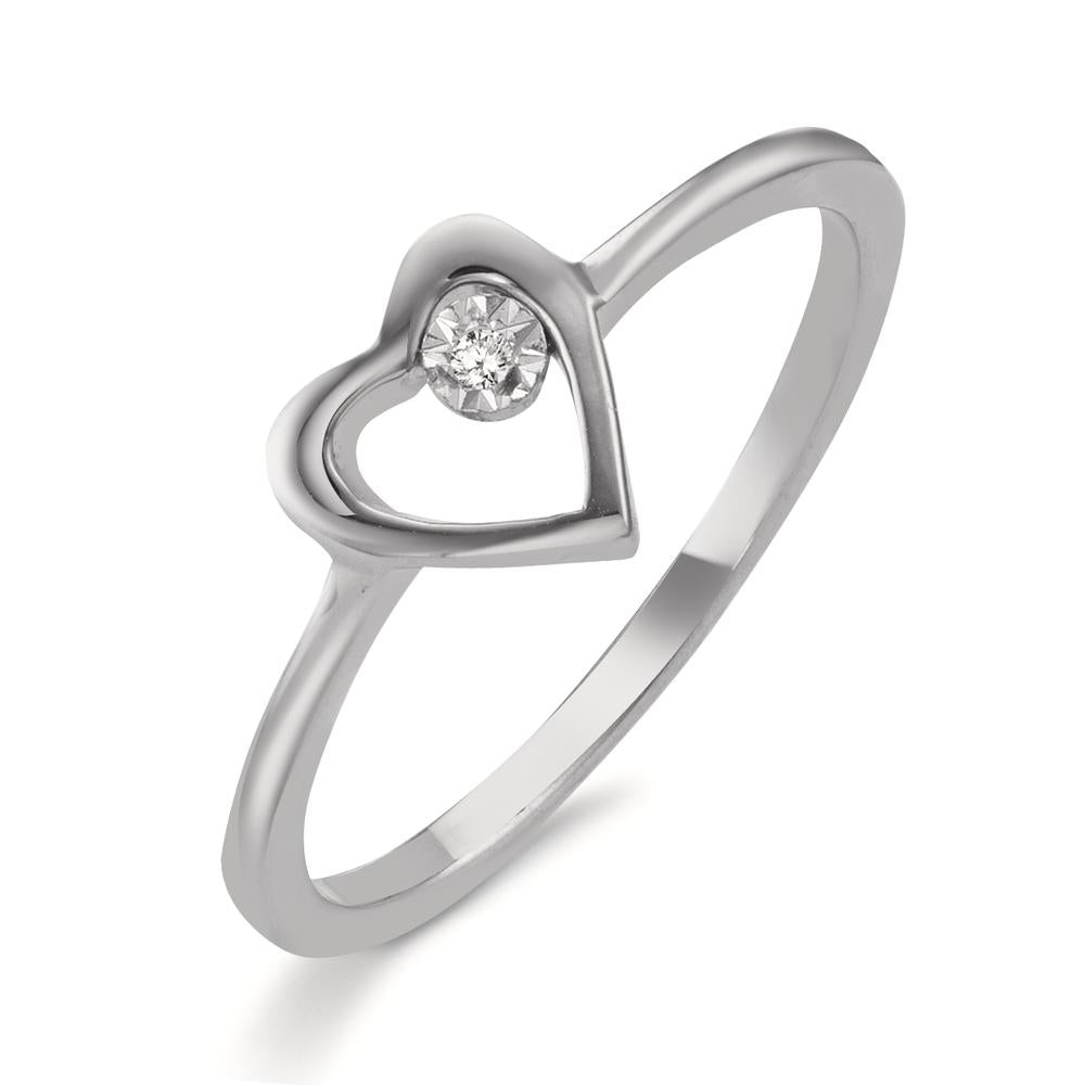 Ring 750/18K krt witgoud Diamant 0.005 ct, w-si Hart Ø6.5 mm