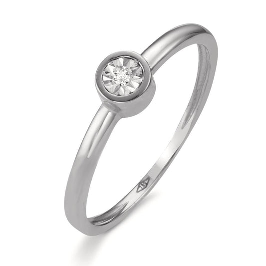 Solitaire ring 750/18K krt witgoud Diamant 0.015 ct, w-si Ø4.5 mm