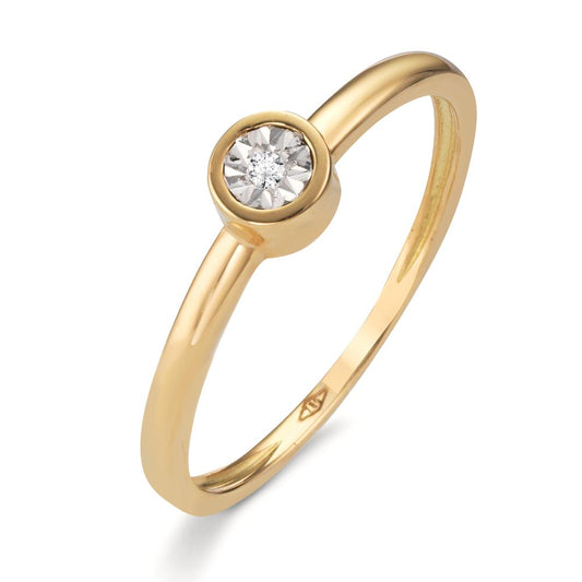 Solitaire ring 750/18 krt geel goud Diamant 0.015 ct, w-si Ø4.5 mm