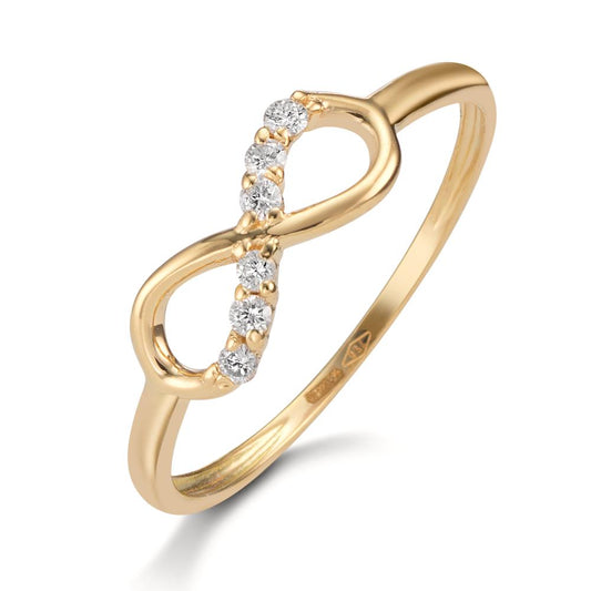 Ring 750/18 krt geel goud Diamant 0.06 ct, 6 Steen, w-si Oneindigheid