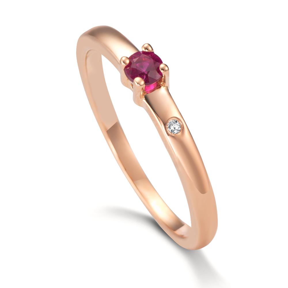 Solitaire ring 750/18 krt rood goud Robijn 2 Steen