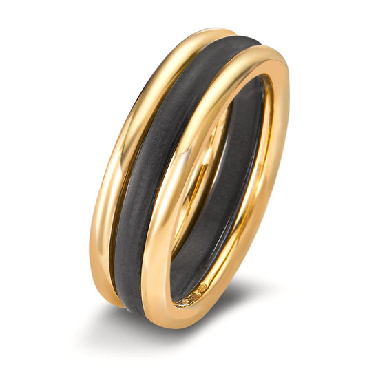 Ring 750/18 krt geel goud, Carbon