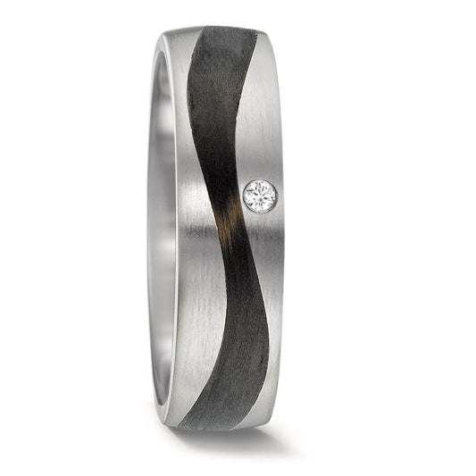 Partnerring Roestvrijstaal, Carbon Diamant 0.02 ct, w-si