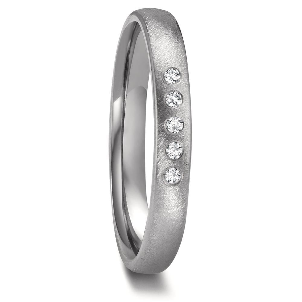 Partnerring Zirkonium Diamant 0.05 ct, 5 Steen, w-si