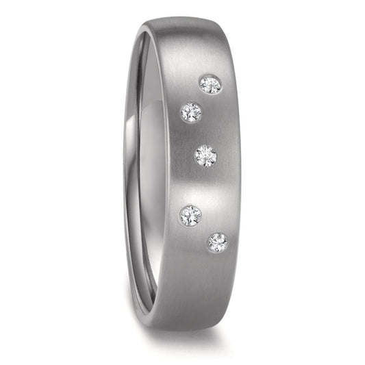 Partnerring Zirkonium Diamant 0.05 ct, 5 Steen, w-si