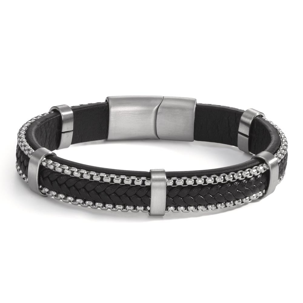 Armband Roestvrijstaal, Leder 21 cm