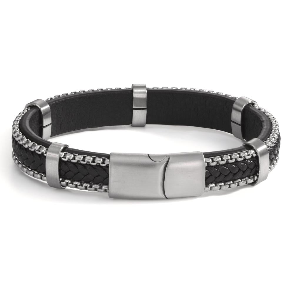 Armband Roestvrijstaal, Leder 21 cm