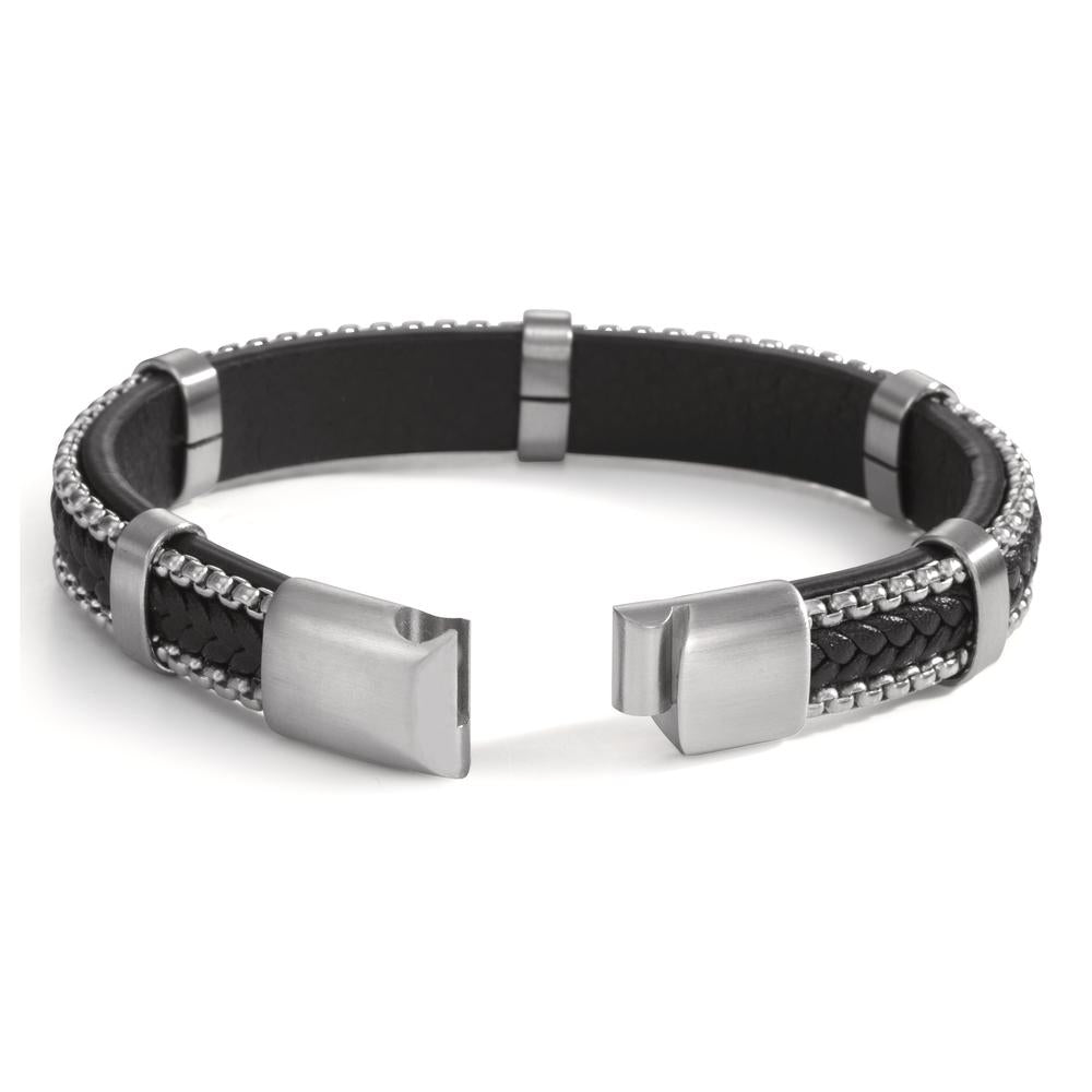 Armband Roestvrijstaal, Leder 21 cm