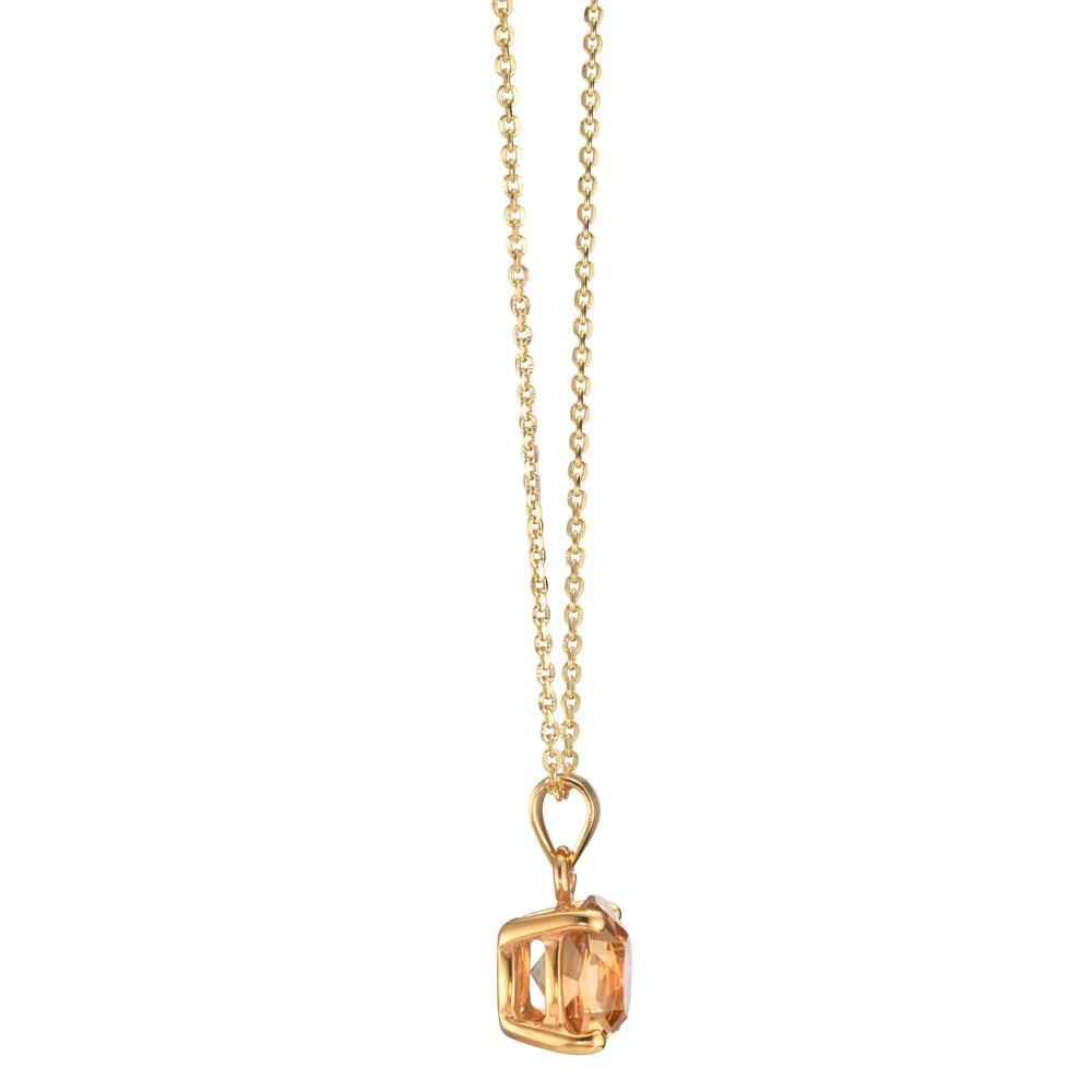 Collier Zilver Zirkonia Champagne, 2 Steen Geel Verguld 42-47 cm