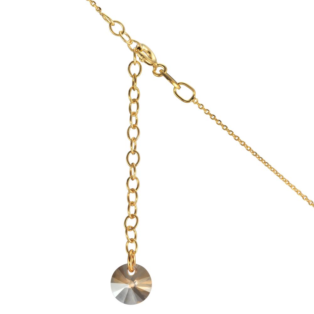 Collier Zilver Zirkonia Champagne, 2 Steen Geel Verguld 42-47 cm