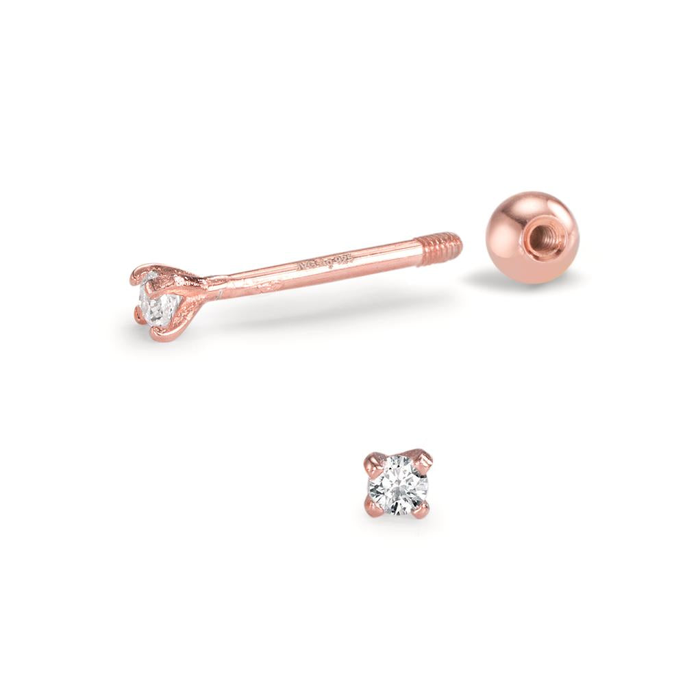 Piercing Zilver Zirkonia 2 Steen Rosé Verguld Ø2.2 mm