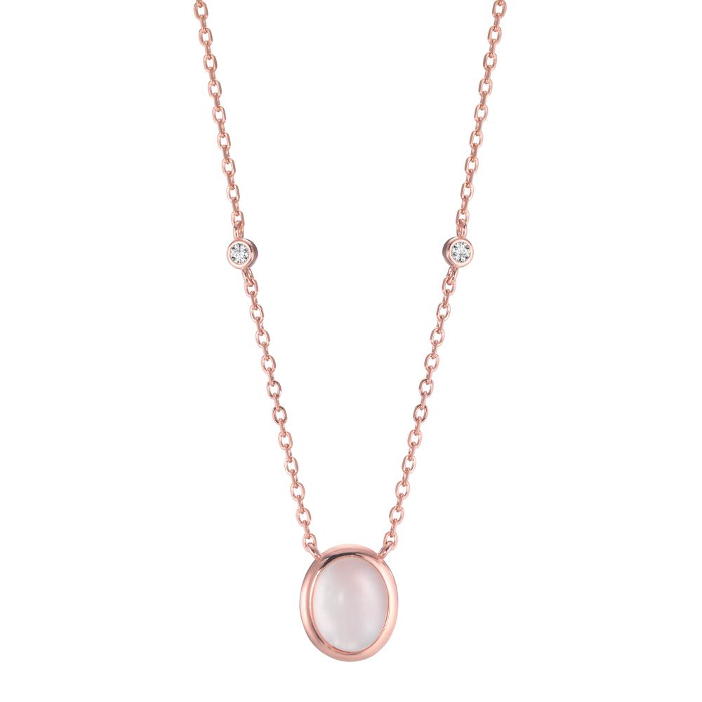 Collier Zilver Zirkonia 2 Steen Rosé Verguld Parelmoer 40-45 cm