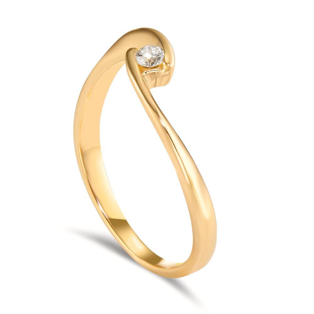 Solitaire ring 750/18 krt geel goud Diamant 0.06 ct, w-si