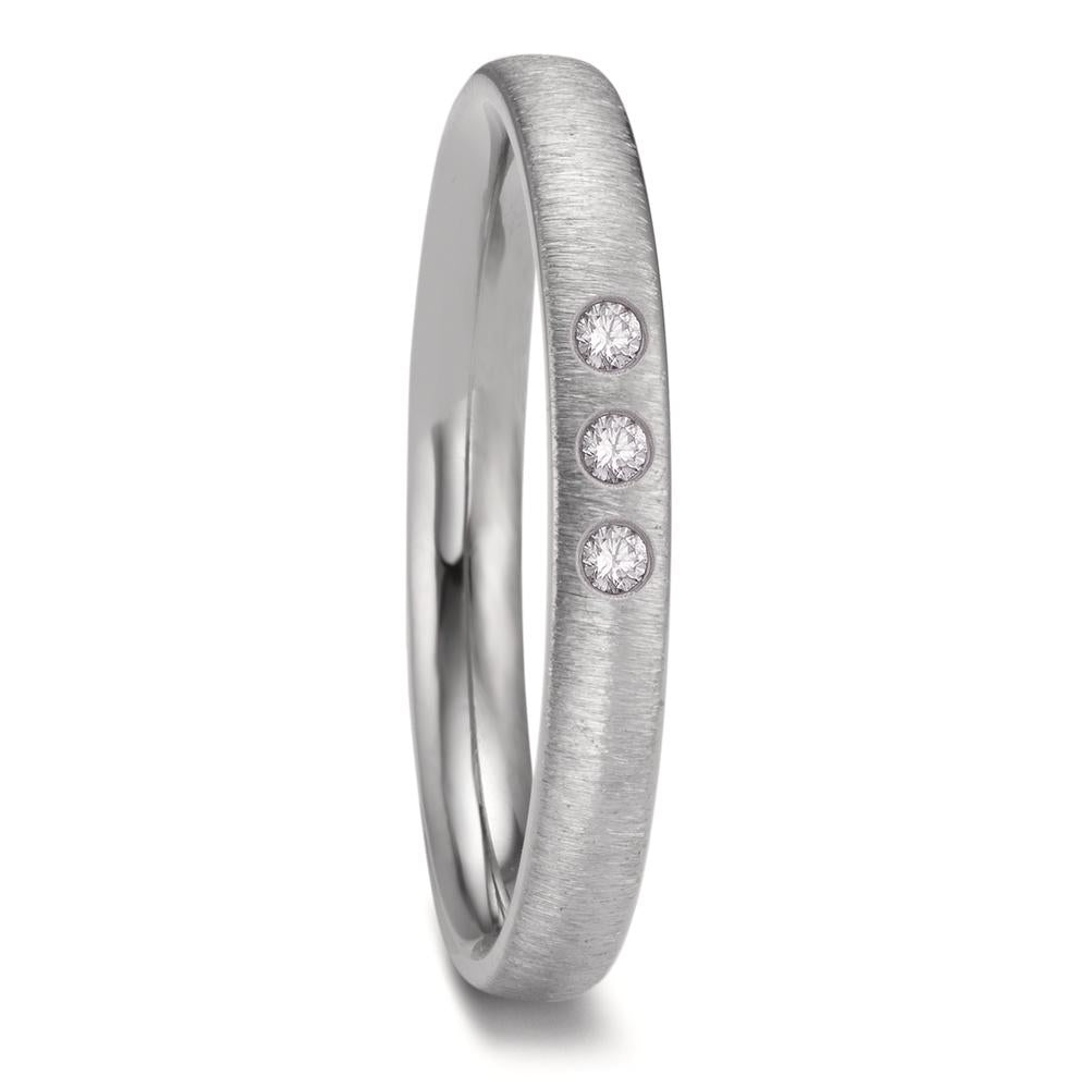 Partnerring Zirkonium Diamant 0.03 ct, 3 Steen, w-si