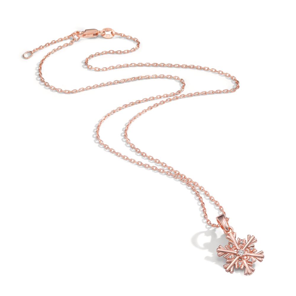 Collier met hanger Zilver Zirkonia 7 Steen Rosé Verguld Sneeuwvlok 40-42 cm Ø13 mm