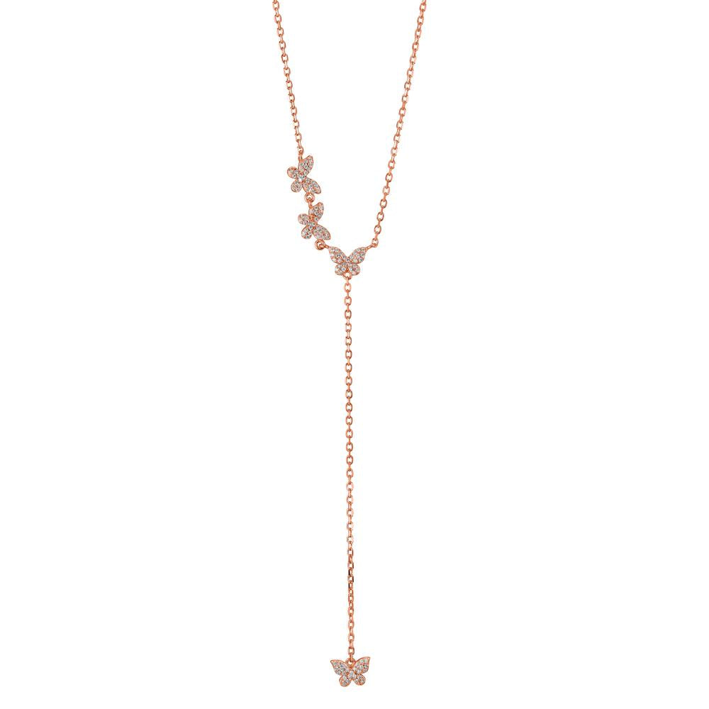 Collier Zilver Zirkonia Rosé Verguld Vlinder 40-45 cm