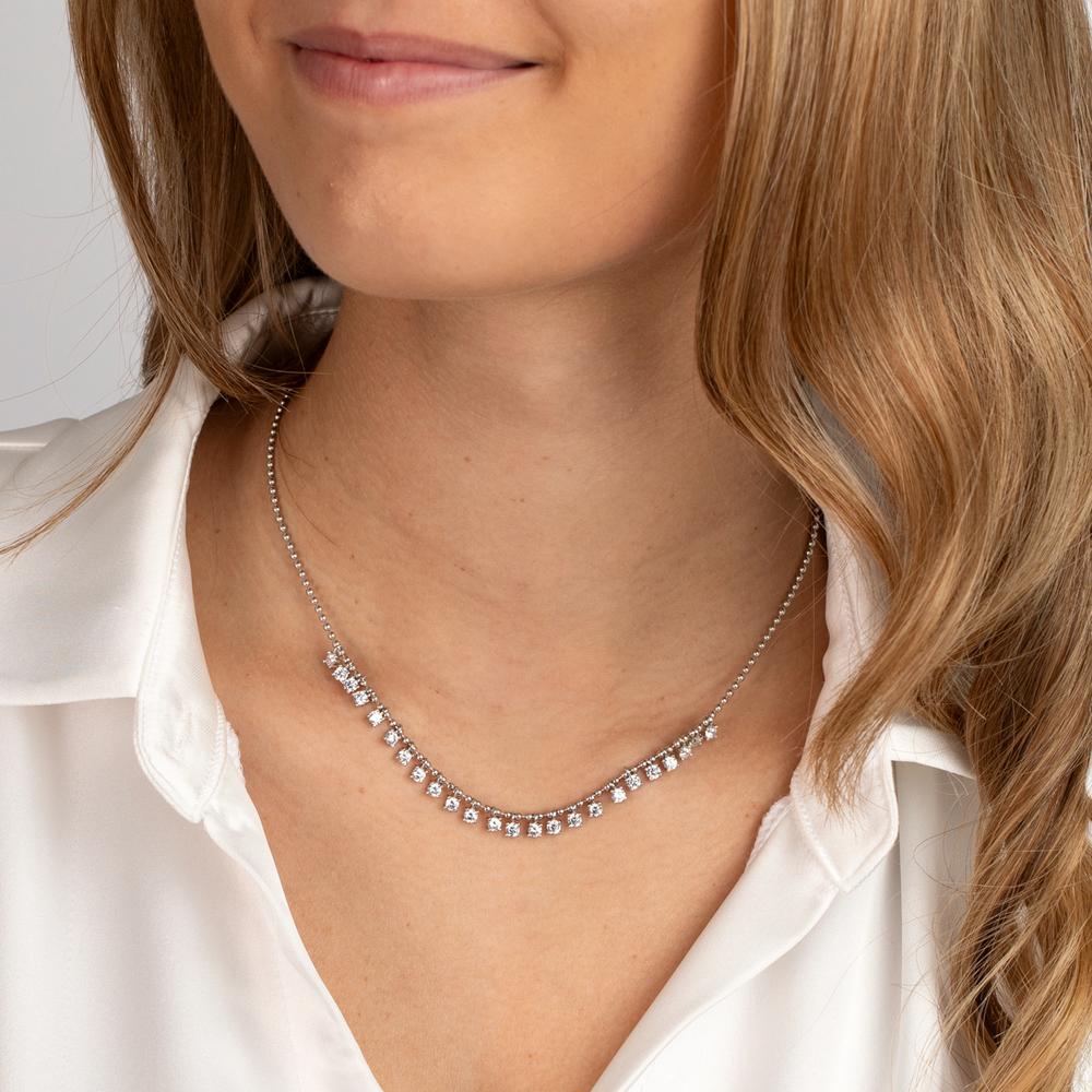 Collier Zilver Zirkonia 24 Steen Gerhodineerd 37-42 cm