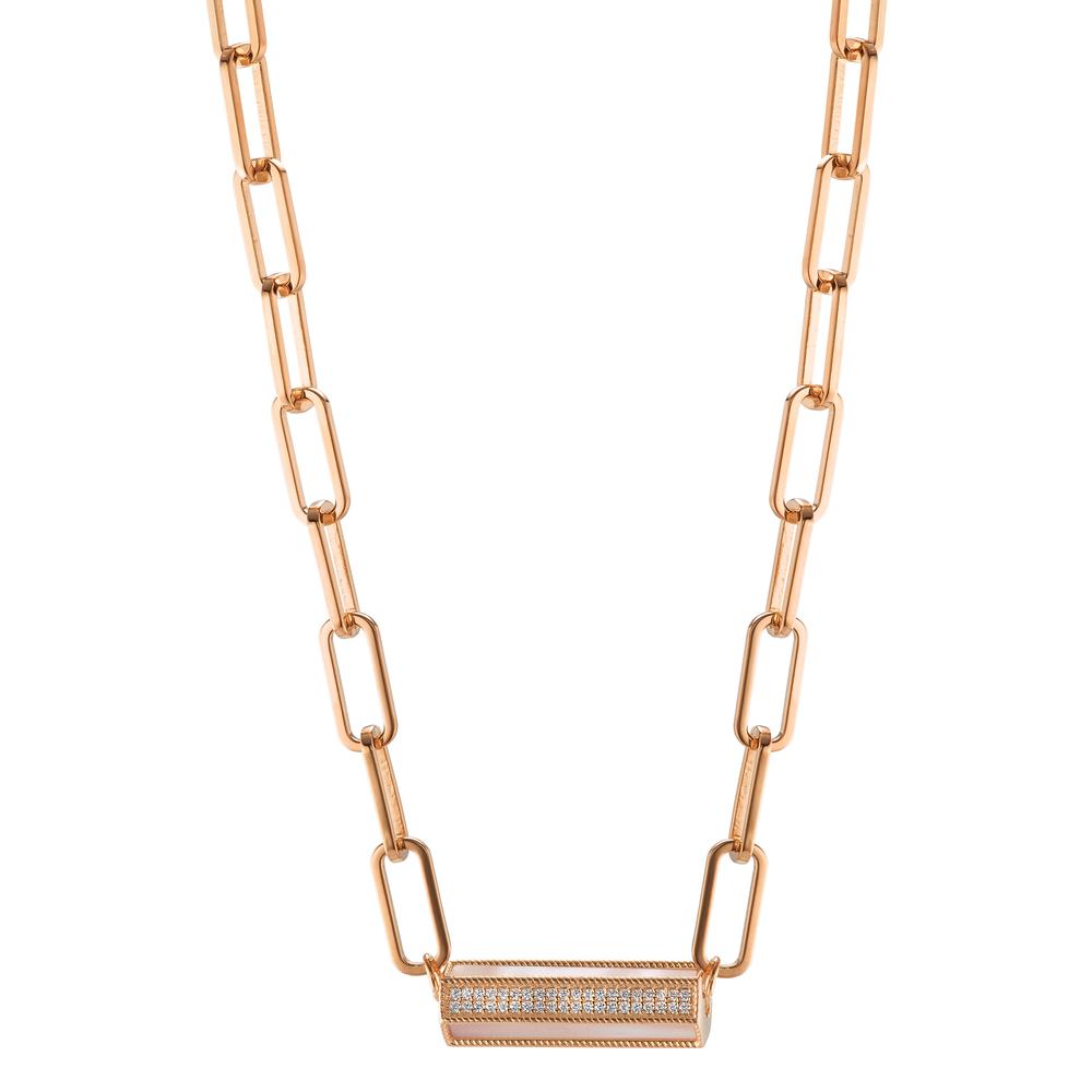 Collier Zilver Zirkonia Rosé Verguld Parelmoer 43-48 cm