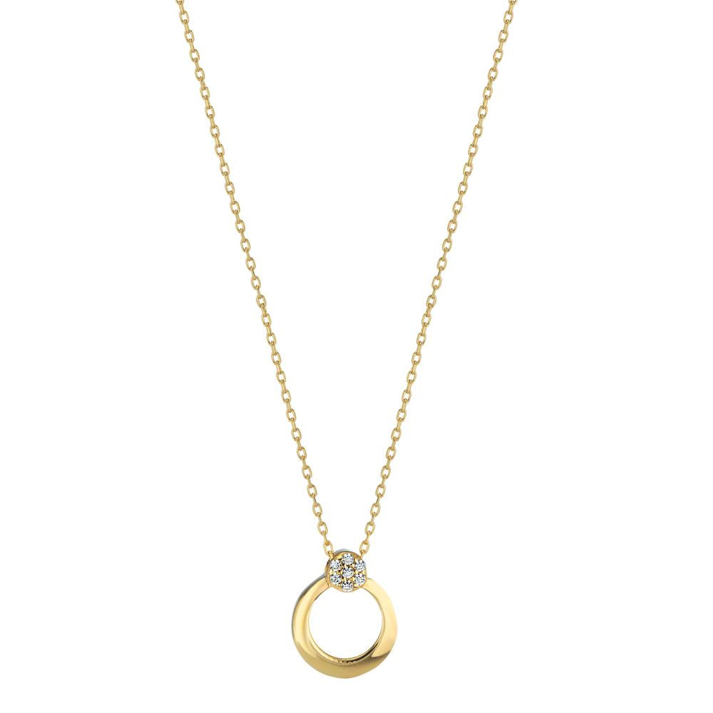 Collier 585/14K geel goud Zirkonia 7 Steen 42-45 cm Ø9 mm