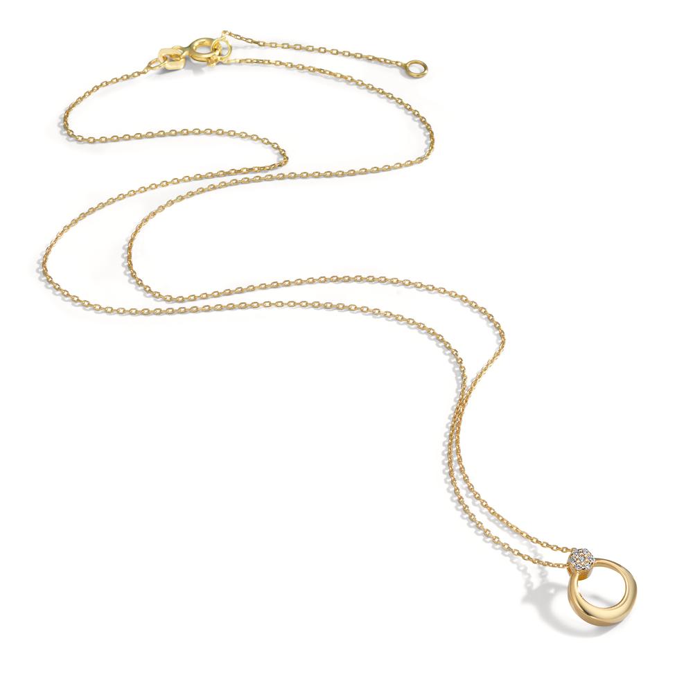 Collier 585/14K geel goud Zirkonia 7 Steen 42-45 cm Ø9 mm