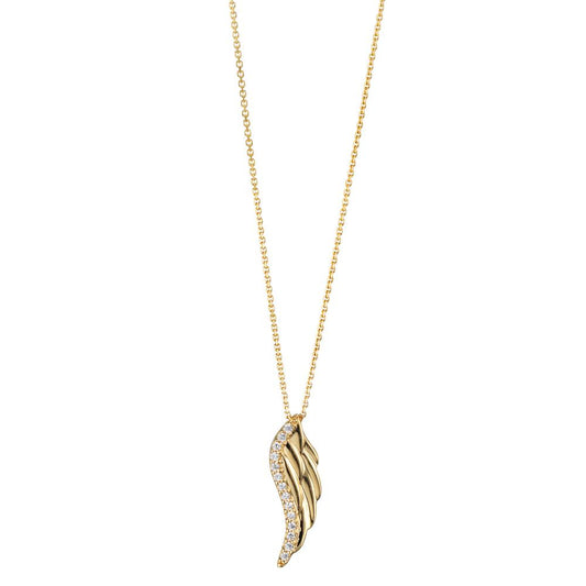 Collier 585/14K geel goud Zirkonia 14 Steen Vleugel 42 cm