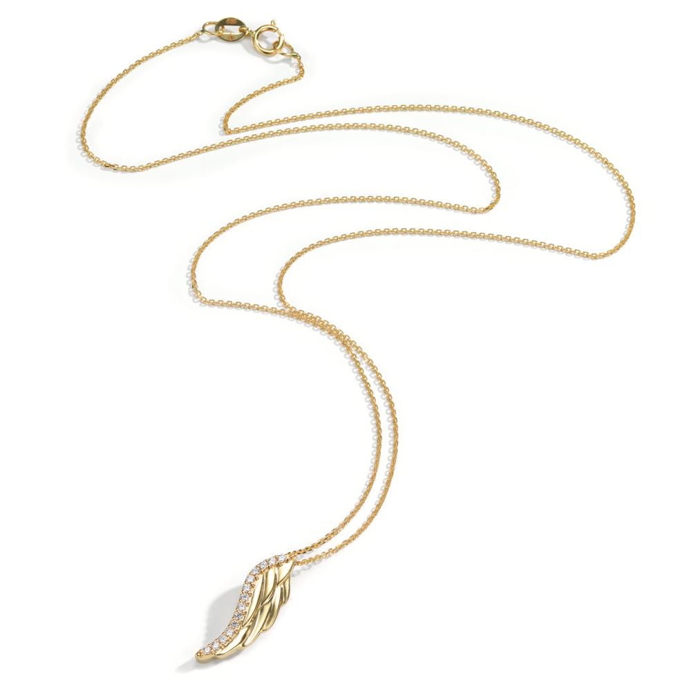 Collier 585/14K geel goud Zirkonia 14 Steen Vleugel 42 cm