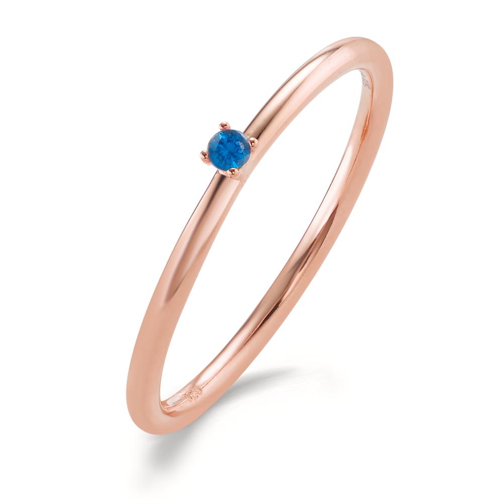 Aanschuifring Zilver Zirkonia blauw, 2 mm Rosé Verguld